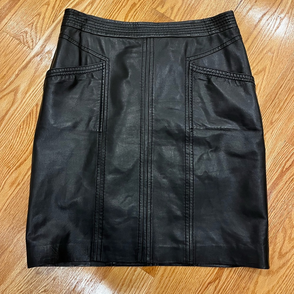 BCBG Real Leather Skirt